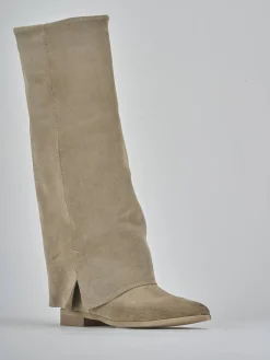 Discount Stivali tacco 1cm camoscio Donna Stivali Tacco Basso