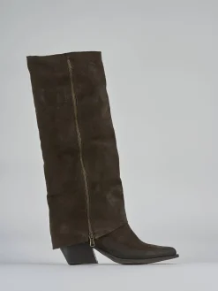 Outlet Stivali tacco 7cm camoscio testa Donna Stivali Tacco Alto