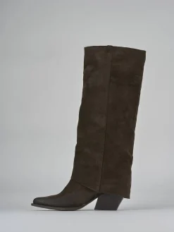 Outlet Stivali tacco 7cm camoscio testa Donna Stivali Tacco Alto