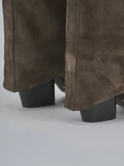 Hot Stivali tacco 3cm camoscio Donna Stivali Tacco Basso