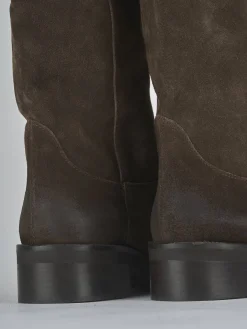 Online Stivali tacco 4cm camoscio testa Donna Stivali Tacco Basso