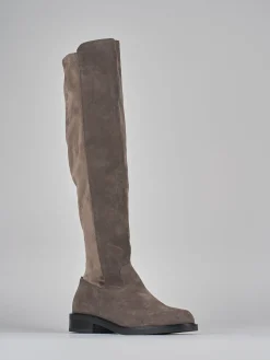 Discount Stivali tacco 2cm camoscio Donna Stivali Tacco Basso