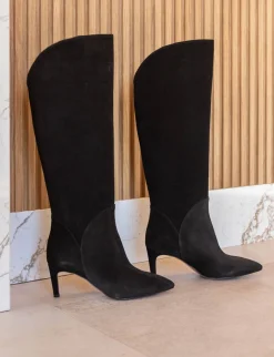 New Stivali tacco 7cm camoscio Donna Stivali Tacco Alto