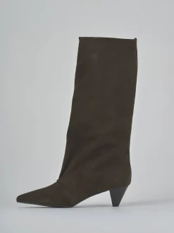 Outlet Stivali tacco 4cm camoscio testa Donna Stivali Tacco Basso