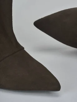 Outlet Stivali tacco 4cm camoscio testa Donna Stivali Tacco Basso