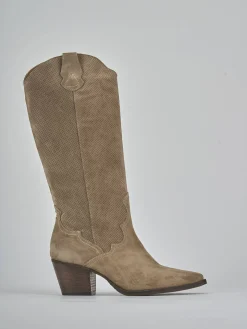 Outlet Stivali tacco 6cm camoscio Donna Stivali Tacco Alto