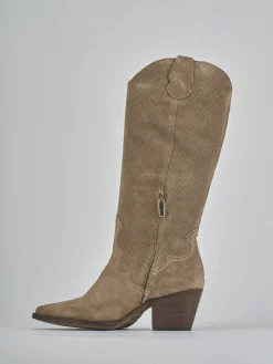 Outlet Stivali tacco 6cm camoscio Donna Stivali Tacco Alto