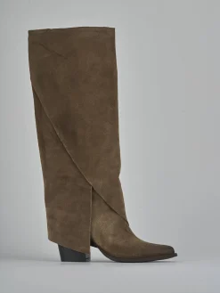 Outlet Stivali tacco 8cm camoscio Donna Stivali Tacco Alto