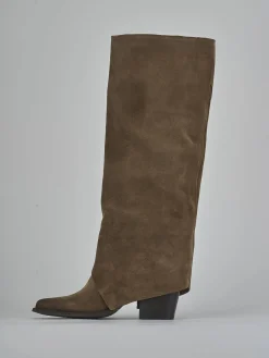 Outlet Stivali tacco 8cm camoscio Donna Stivali Tacco Alto