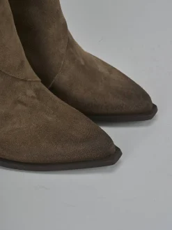 Outlet Stivali tacco 8cm camoscio Donna Stivali Tacco Alto