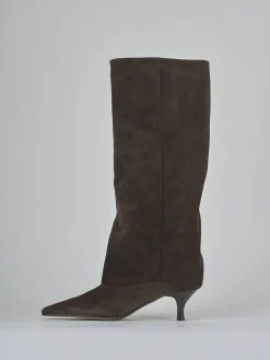 Discount Stivali tacco 5cm camoscio testa Donna Stivali Tacco Alto