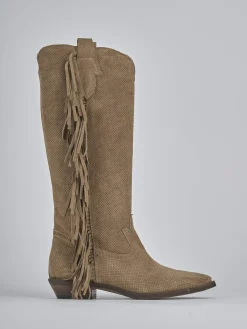 New Stivali tacco 2cm camoscio Donna Stivali Tacco Basso