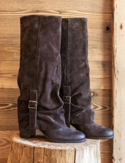 Best Stivali tacco 8cm camoscio testa Donna Stivali Tacco Alto