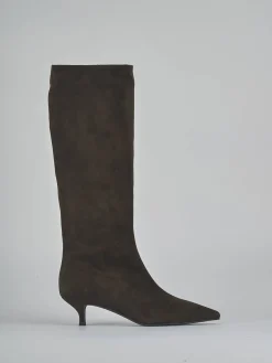 Sale Stivali tacco 4cm camoscio testa Donna Stivali Tacco Basso