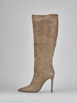 Outlet Stivali tacco 10cm camoscio Donna Stivali Tacco Alto