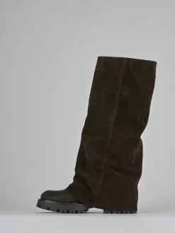 Discount Stivali tacco 2cm camoscio testa Donna Stivali Tacco Basso