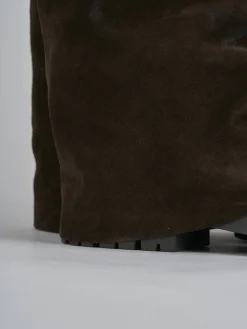 Discount Stivali tacco 2cm camoscio testa Donna Stivali Tacco Basso