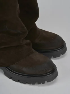 Discount Stivali tacco 2cm camoscio testa Donna Stivali Tacco Basso