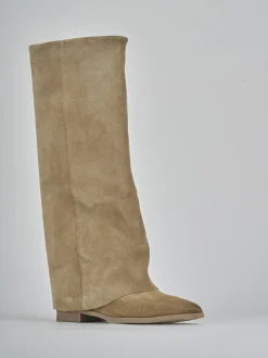 Outlet Stivali tacco 2cm camoscio Donna Stivali Tacco Basso