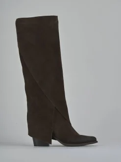 Sale Stivali tacco 8cm camoscio testa Donna Stivali Tacco Alto