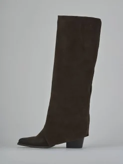 Sale Stivali tacco 8cm camoscio testa Donna Stivali Tacco Alto