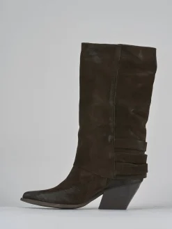 Outlet Stivali tacco 7cm camoscio testa Donna Stivali Tacco Alto