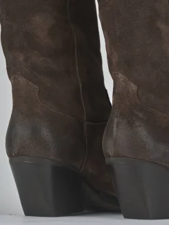 New Stivali tacco 8cm camoscio testa Donna Stivali Tacco Alto