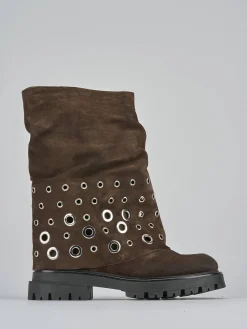 Outlet Stivali tacco 1cm camoscio testa Donna Stivali Tacco Basso