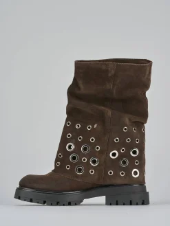 Outlet Stivali tacco 1cm camoscio testa Donna Stivali Tacco Basso