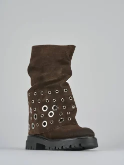 Outlet Stivali tacco 1cm camoscio testa Donna Stivali Tacco Basso