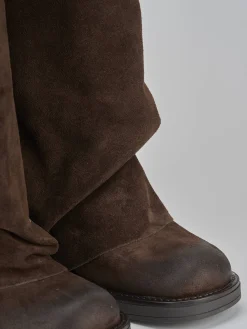 Hot Stivali tacco 3cm camoscio testa Donna Stivali Tacco Basso