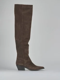 Sale Stivali tacco 4cm camoscio testa Donna Stivali Tacco Basso