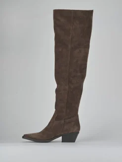 Sale Stivali tacco 4cm camoscio testa Donna Stivali Tacco Basso