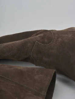 Sale Stivali tacco 4cm camoscio testa Donna Stivali Tacco Basso