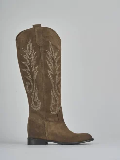 Online Stivali tacco 2cm camoscio Donna Stivali Tacco Basso