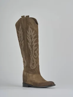 Online Stivali tacco 2cm camoscio Donna Stivali Tacco Basso