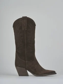 Sale Stivali tacco 5cm camoscio testa Donna Stivali Tacco Alto