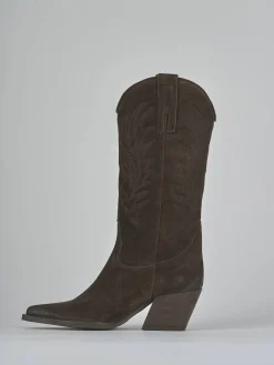 Sale Stivali tacco 5cm camoscio testa Donna Stivali Tacco Alto