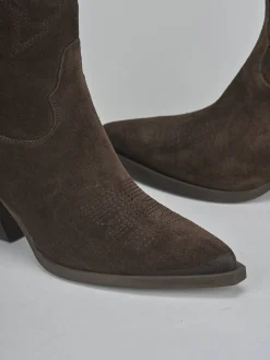 Sale Stivali tacco 5cm camoscio testa Donna Stivali Tacco Alto