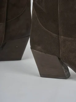 Sale Stivali tacco 5cm camoscio testa Donna Stivali Tacco Alto