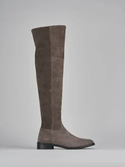 Hot Stivali tacco 2cm camoscio Donna Stivali Tacco Basso