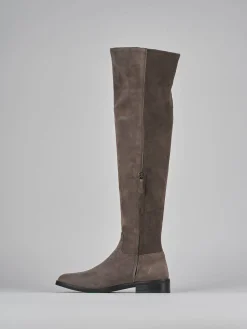 Hot Stivali tacco 2cm camoscio Donna Stivali Tacco Basso