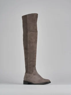 Hot Stivali tacco 2cm camoscio Donna Stivali Tacco Basso