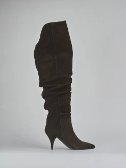 Online Stivali tacco 7cm camoscio testa Donna Stivali Tacco Alto