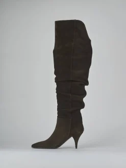 Online Stivali tacco 7cm camoscio testa Donna Stivali Tacco Alto