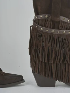 New Stivali tacco 6cm camoscio testa Donna Stivali Tacco Alto