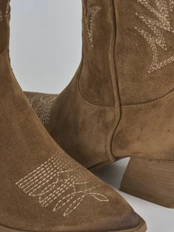 Outlet Stivali tacco 7cm camoscio Donna Stivali Tacco Alto