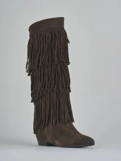 Sale Stivali tacco 2cm camoscio testa Donna Stivali Tacco Basso