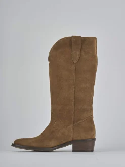 Online Stivali tacco 3cm camoscio Donna Stivali Tacco Basso