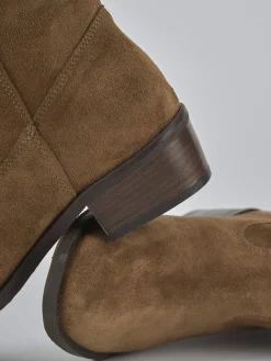 Online Stivali tacco 3cm camoscio Donna Stivali Tacco Basso